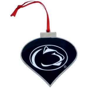 metal heart ornament navy fill with Penn State Athletic Logo